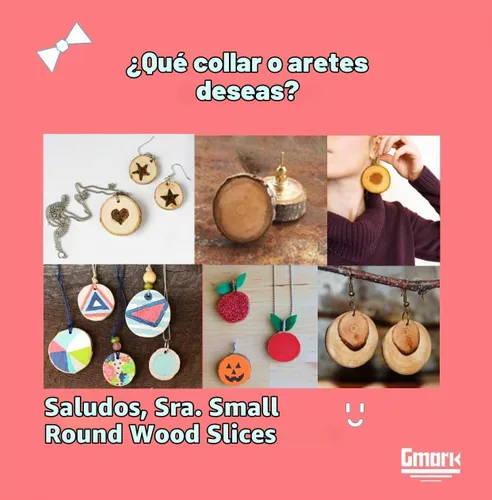 Vista 4 de Gmark Paquete de 50 rebanadas de madera natural, círculos de madera redondos sin terminar de 1 a 1.5 pulgadas con corteza de árbol, pequeños discos