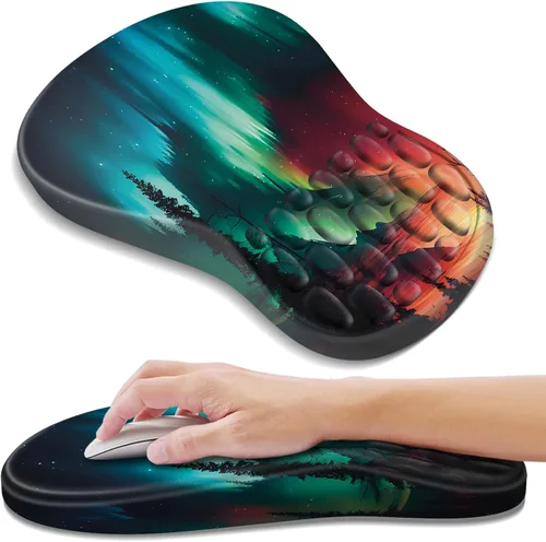Vista 22 de YIWEI Alfombrilla de mouse ergonómica con soporte para muñeca, alfombrilla de mouse de espuma viscoelástica de gel para teclado de computadora