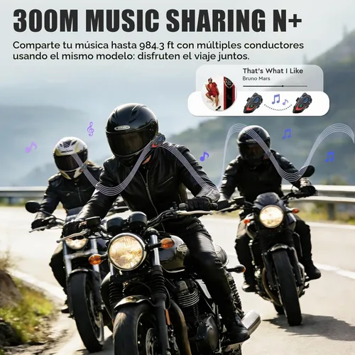 Vista 3 de VCOROS Auriculares para casco de motocicleta, intercomunicador de casco