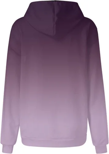 Vista 3 de Miekld Sudadera de gran tamaño para mujer, con capucha de color degradado, manga larga, suéter de otoño con bolsillo