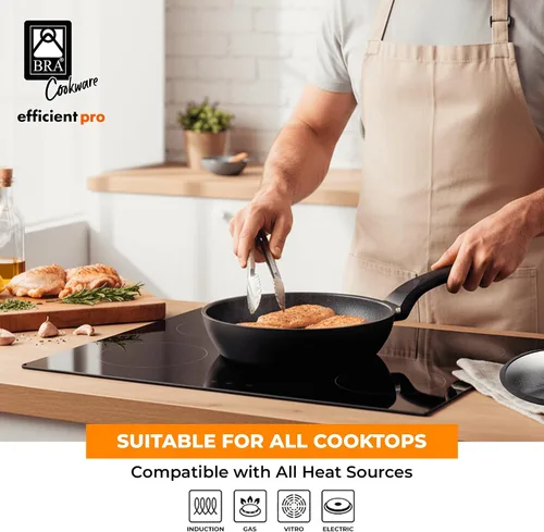 Vista 4 de BRA COOKWARE Efficient Pro Juego de utensilios de cocina de 10 piezas Aluminio fundido antiadherente 10 Pot & Pan Set w/ 2 Pots, 1 Sauté Pan, 2