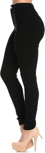 Vista 3 de Pantalones de mezclilla ajustados para mujer, de talle alto, elásticos, ajustados, con bolsillos delgados, color puro, casuales, cómodos pantalones