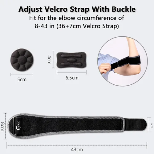 Vista 5 de Codera de codo de tenis para hombres y mujeres, codera de codo para tendinitis y codo de golfistas, codera de codo ajustable para hombres con 2