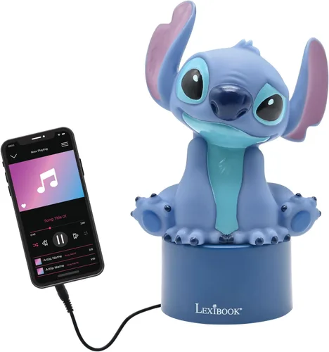 Vista 5 de LEXiBOOK, Disney Stitch, luz nocturna con altavoz, cambio de color, luz suave, funciona con pilas, azul, NS01D
