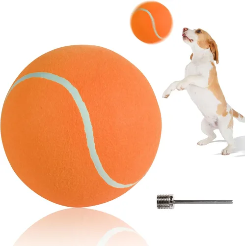 Vista 8 de susu & wuwu Pelota de tenis gigante para perros, pelota de tenis grande amarilla para perro, regalo de cumpleaños, pelotas de juguete para mascotas