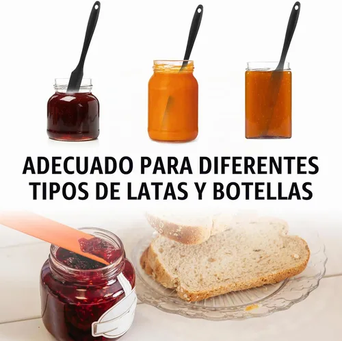Vista 2 de 3 espátulas para frascos, espátulas de silicona para frascos resistentes al calor con mango largo, esparcidor de mermelada, espátulas para crema