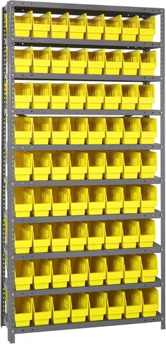 Vista 485 de Quantum QSBU-245BK Heavy Duty Shelving Unit with (7) Shelves and (24) QUS245 Black Bins for Garage Warehouse Storage Distribution 400 lb Load