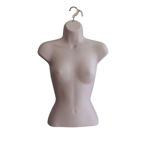 Vista 20 de Maniquí femenino con espalda hueca y cuerpo apilable con ganchos para colgar para exhibición de camisetas, encimera, ferias de manualidades, fotos