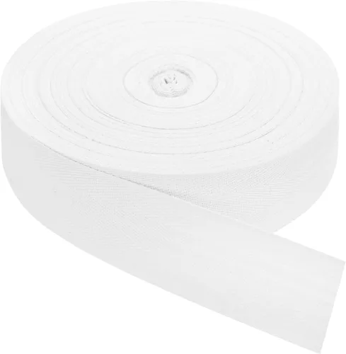 Vista 45 de uxcell Cinta de sarga, 1 cinta de tela de algodón de 11 yardas x 0.315 in, rollo de cinta de espiga para ropa, accesorios, bolsas (beige y blanco)