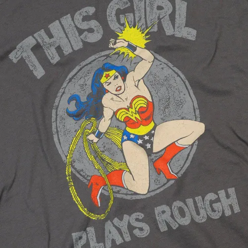 Vista 3 de Popfunk Camiseta y pegatinas con licencia Wonder Woman Plays Rough