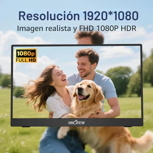 Vista 2 de InnoView Monitor portátil, 15.6 pulgadas FHD 1080P HDMI USB C segundo monitor externo para computadora portátil, escritorio, MacBook, teléfonos