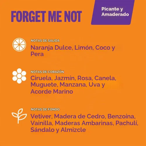 Vista 3 de SIMPLY SEXY Affirmations Forget Me Not - Perfume de feromonas, fragancia cálida de madera especiada con notas de naranja natural, limón, coco