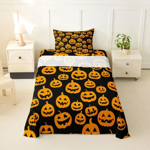 Vista 47 de Feelyou Cat Bed Sheets Set Twin Size Halloween Themed Bed Set Trick or Treat Deep Pocket Fitted Sheet Scaredy Cat Breathable Soft Lightweight
