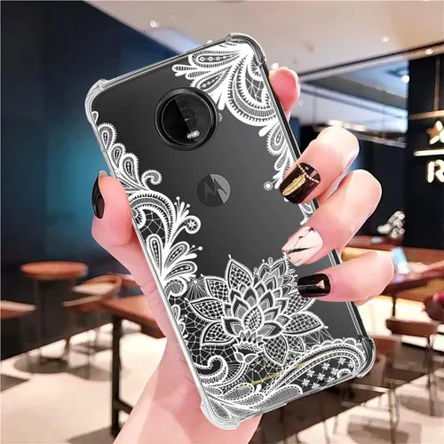 Vista 4 de Funda para Moto Z4, para Motorola Z4Play con flores, a prueba de golpes, transparente, suave, flexible, TPU, delgada, para Motorola Moto Z4 Mandala