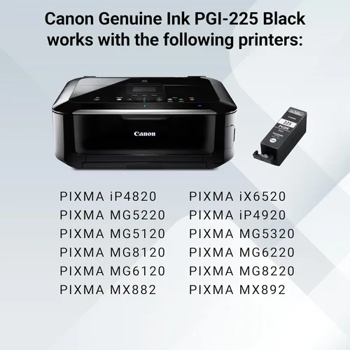 Vista 6 de Canon PGI-225 Depósito de tinta negra auténtica, compatible con iP4820, MG5220, MG5120, MG8120, MG6120, MX882, iX6520, iP4920, MG5320, MG6220