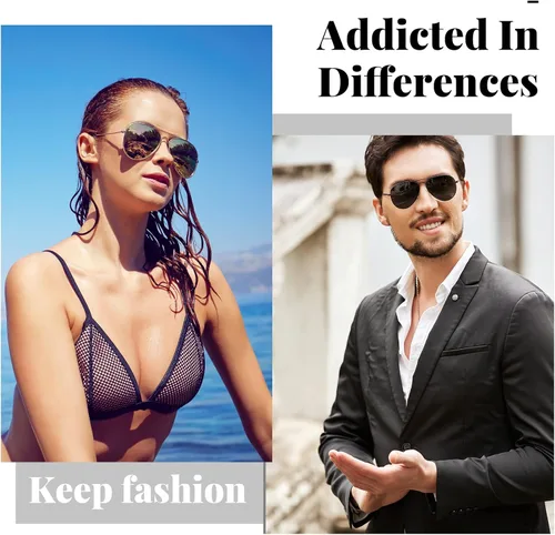 Vista 3 de Veda Tinda Vision Gafas de sol de aviador para mujeres y hombres, estilo vintage de los años 70, clásicas, a la moda, retro, para hombre, protección