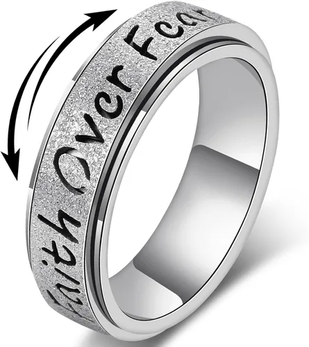 Vista 8 de Anillo Giratorio para Mujeres - Anillos de Acero Inoxidable de Fe Sobre el Miedo para Alivio de la Ansiedad para Adultos, Anillo del Pulgar
