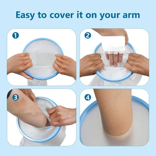 Vista 4 de Funda impermeable para brazo de ducha, protector de brazo completo para adolescentes, funda de ducha para bolsa de brazo para ducha, funda de brazo