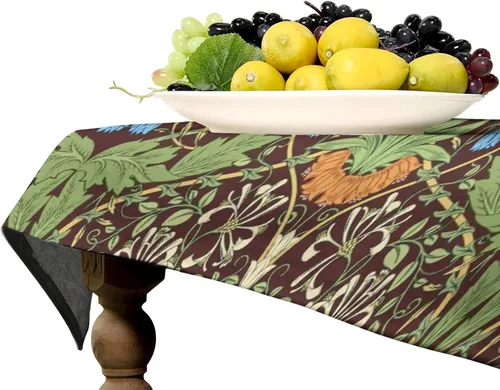Vista 43 de Mantel Floral Retro de Pájaros, Diseño Original Bohemio William Morris Estampado Cubierta de Mesa para Hogar Picnic Fiesta Comedor Cocina William