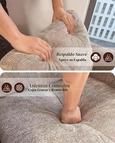 Vista 9 de Silla con brazo Accent – marrón claro, silla de lectura cómoda tapizada para sala de estar, dormitorio, apartamento, sala de espera