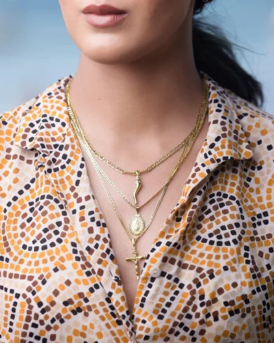 Vista 3 de Barzel Collar de cruz para mujeres hombres niños y niñas chapado en oro de 18 quilates con dije de cruz MarinerMarina 060 Latón