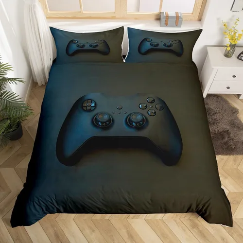 Vista 10 de Erosebridal - Juego de ropa de cama gamer para niños, tamaño matrimonial, decoración de habitación de juegos, funda de edredón hexagonal de panal