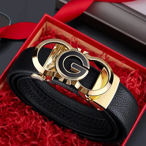 Vista 5 de Leather ratchet Belts for Men Automatic Buckle Casual Work Dress Belt with Gift Box