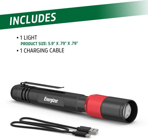 Vista 6 de Linterna de bolígrafo Energizer X-400 recargable, linterna de bolígrafo brillante resistente al agua IPX4, ligera y duradera, linterna recargable