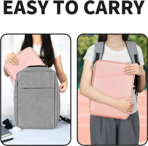 Vista 7 de Funda de transporte para tablet de 12.9 pulgadas, máxima protección para tu iPad Pro, Surface Pro, Galaxy Tab S8 Plus y más (PU-rosa, 12.9 pulgadas)