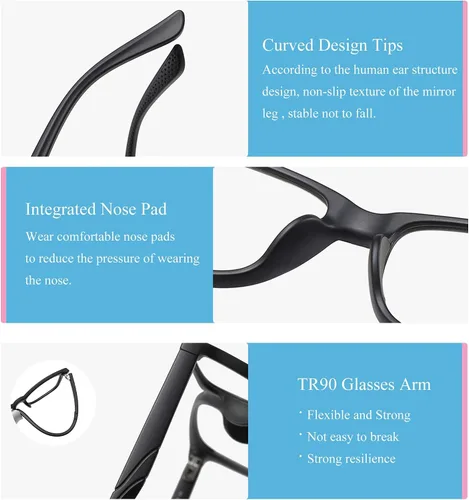 Vista 4 de SooGree Gafas de luz azul para niños, lentes de bloqueo de luz azul para adolescentes, niños y niñas, pantalla de computadora, juegos, TV y teléfono