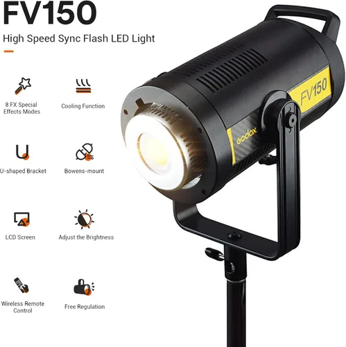 Vista 2 de Godox FV150 150W 2.4G inalámbrico 1/8000 HSS sincronización de alta velocidad LED luz compatible con cámaras Canon Nikon Sony Fuji Panasonic Olympus