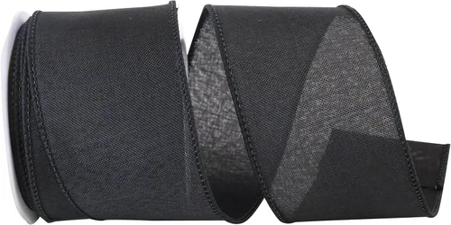 Vista 34 de Cinta Reliant Ribbon 92573W-031-09K para borde con alambre Everyday Linen Value, 1-1/2 pulgadas x 50 yardas, color negro