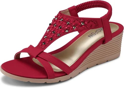 Vista 22 de TEMOFON Sandalias de plataforma elegantes de verano con tacón bajo para 25-albaricoque