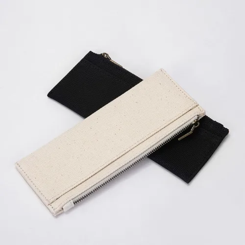 Vista 5 de Estuche de lona Cartuchera Para Ninas Almacenamiento Cosméticos Cremallera (Beige, Lienzo)