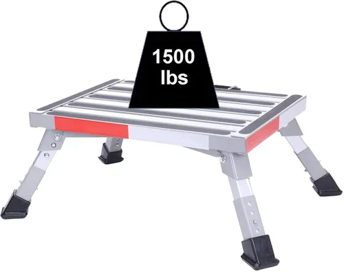 Vista 10 de Homeon Wheels Escalones de Aluminio para RV Taburete Plegable Ajustable con Pies de Goma Antideslizantes, Plataforma Estable que Soporta 1000