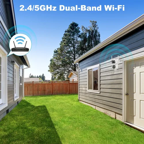 Vista 5 de GENBOLT PTZ Cámara de seguridad WiFi para exteriores con doble lente, vigilancia CCTV con doble vista, almacenamiento en la nube actualizado
