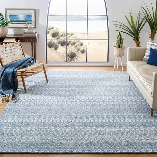 Vista 19 de SAFAVIEH Micro-Loop Collection - Alfombra decorativa de 2 x 3 pies, color aguamarina y marfil, hecha a mano de lana tribal marroquí bohemia, ideal