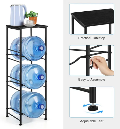 Vista 3 de OYEAL Soporte para Jarra de Agua de 5 Galones Organizador de Botellas de Agua con Estante, Estante de Almacenamiento de Botellas de Agua de Servicio