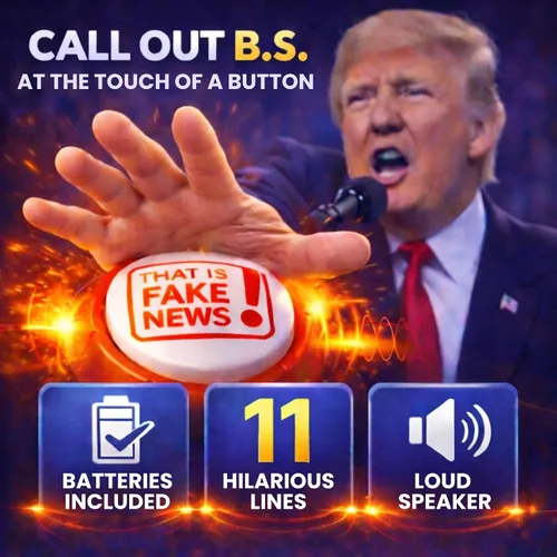 Vista 4 de Botón de noticias falsas de Donald Trump, 11 citas de noticias falsas en voz real, artículo de escritorio de regalo de broma parlante, accesorios