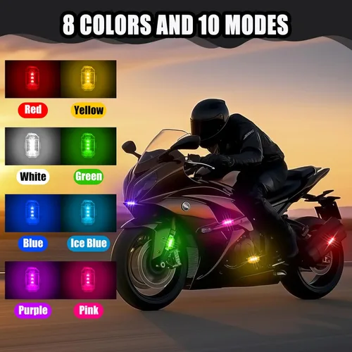 Vista 3 de Xuhal 12 piezas de luces estroboscópicas LED inalámbricas con control remoto, 8 colores RGB, alta luminosidad, impermeables, anticolisión, USB