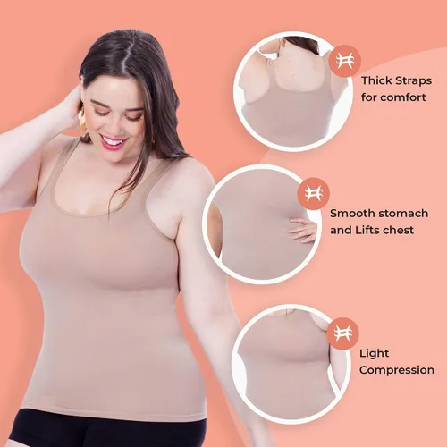 Vista 3 de SHAPERMINT Camiseta de compresión sin mangas Control de abdomen y cintura para mujer
