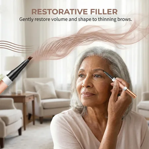 Vista 8 de Yulinlon Lápiz de cejas de 4 puntas, 6 colores, resistente al agua, de larga duración, herramienta de maquillaje profesional (1# marrón claro)