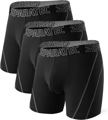 Vista 9 de Separatec Ropa interior para hombre con doble bolsa, calzoncillos tipo bóxer que absorben la humedad, rayón de bambú, transpirable, refrescante 1