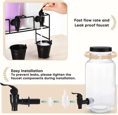 Vista 3 de Dispensador de Detergente Líquido para Ropa, Tres Botellas de Dispensador de Detergente para Ropa de Vidrio de 2.2L para Detergente Líquido