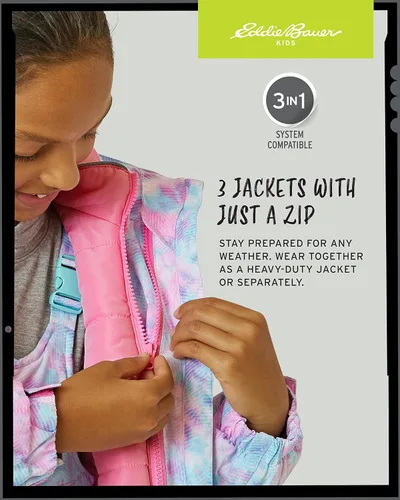 Vista 5 de Eddie Bauer - Chaqueta de esquí para niños - Impermeable 3 en 1 con aislamiento y chaqueta exterior extraíble para niños y niñas (3-16)