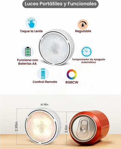 Vista 9 de TECOMLIGHT Luces de disco con control remoto, 3 tonos blancos y 13