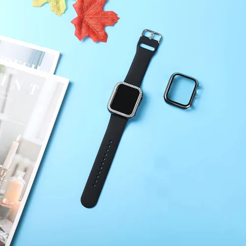 Vista 4 de Compatible para Correa de Apple Watch con Estuche 38mm 40mm 41mm 42mm 44mm 45mm 46mm, Correa de Silicona Suave Impermeable + Estuche Protector