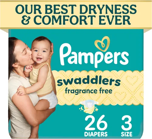 Vista 48 de Pampers Pañales Swaddlers, talla 4 (15-34 libras), 150 unidades, sin fragancia, hipoalergénicos, absorbentes, recomendados por pediatras, seguros