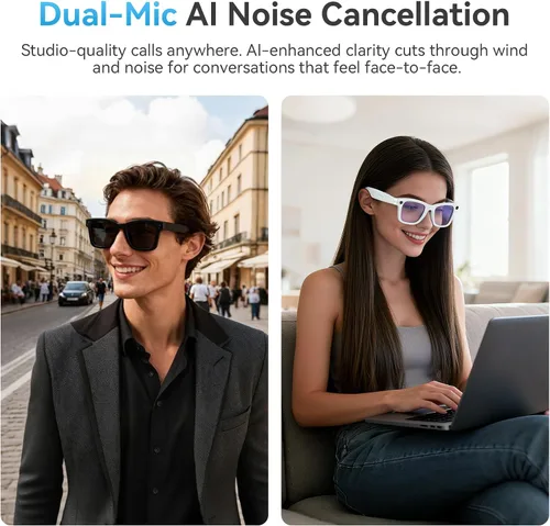 Vista 5 de AI Smart Glasses with Camera,8MP 2K HD Camera Glasses,AI Voice Control,Photo Recognition and Translation,Smart Sunglasses with Bluetooth Call,IP67