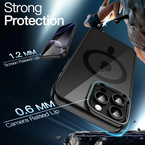 Vista 5 de JETech Funda magnética para iPhone 16 Pro Max de 6.9 pulgadas, compatible con MagSafe, a prueba de golpes, parte trasera transparente antiarañazos